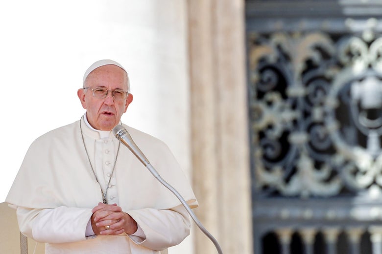 Pope Francis delivers a speech during his weekly general audience at the Saint Peter's square, in the Vatican, on September 12, 2018. (Photo by Tiziana FABI / AFP) (Photo credit should read TIZIANA FABI/AFP/Getty Images)